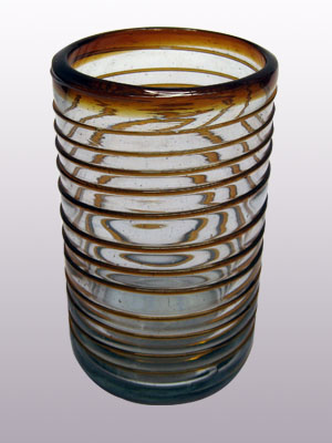 Ofertas / vasos grandes con espiral color ámbar / Éstos elegantes vasos cubiertos con una espiral color ámbar darán un toque artesanal a su mesa.